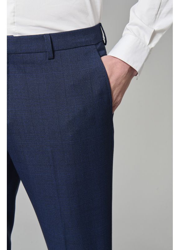 Pantalon de costume stretch en prince de Galles contemporain