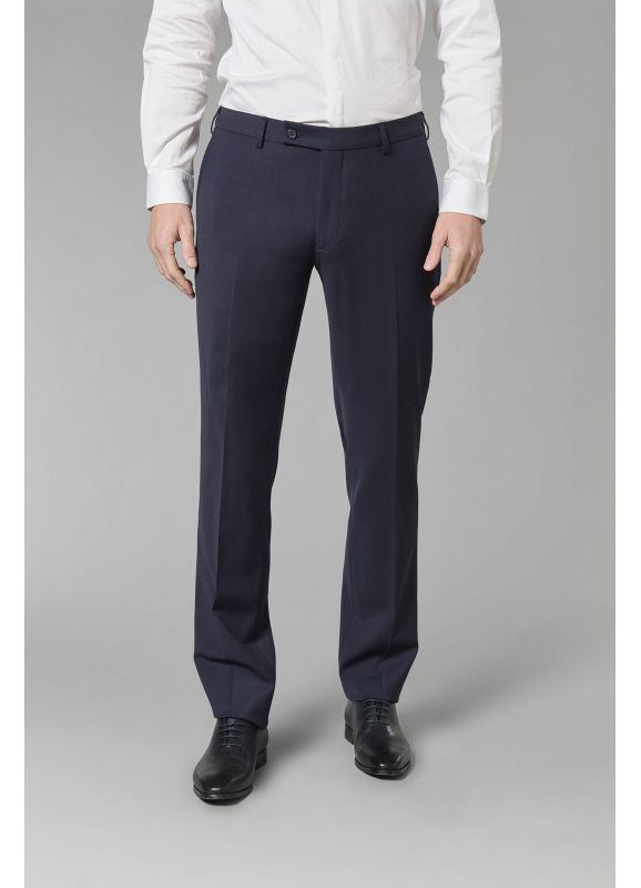 Pantalon de costume lavable en sergé bi-stretch teint en fil