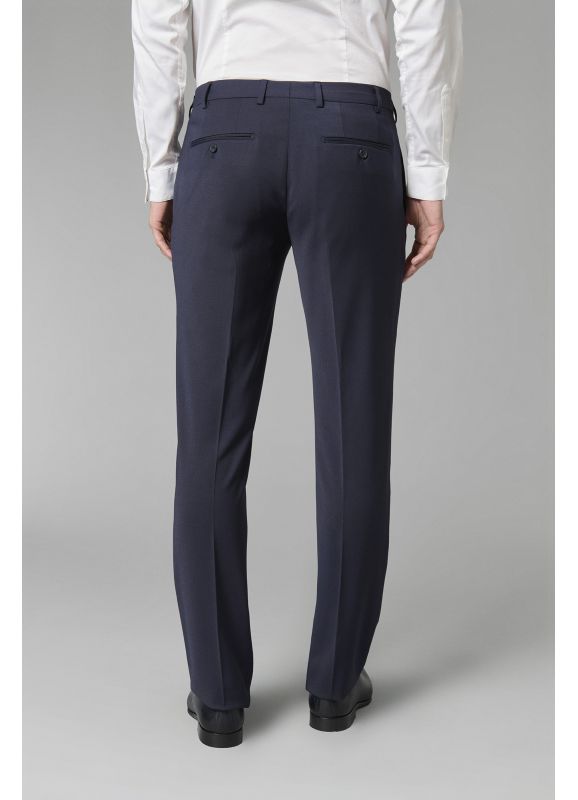 Pantalon de costume lavable en sergé bi-stretch teint en fil