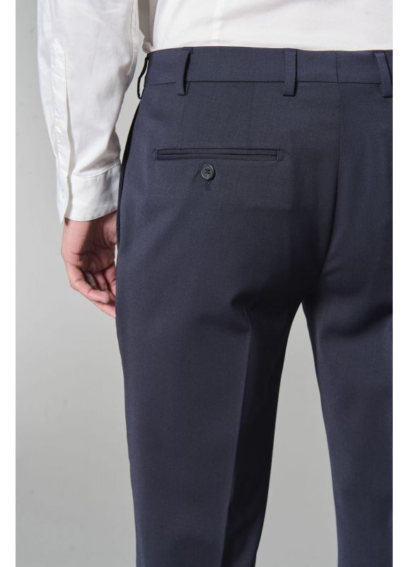 Pantalon de costume lavable en sergé bi-stretch teint en fil