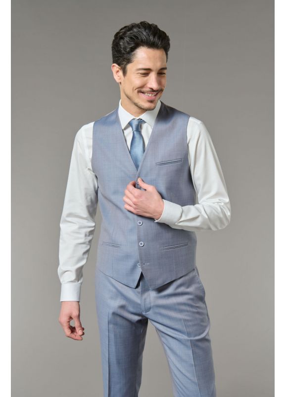 GILET DE COSTUME EN FIL-À-FIL DE LAINE VIERGE