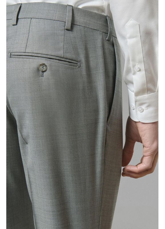 Pantalon de costume en fil-à-fil de laine vierge Super 110's