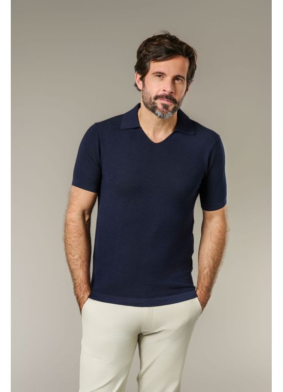 Pull manche courte col polo ouvert Magda