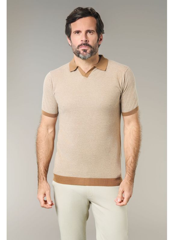 Short sleeve polo jumper with open collar Antik