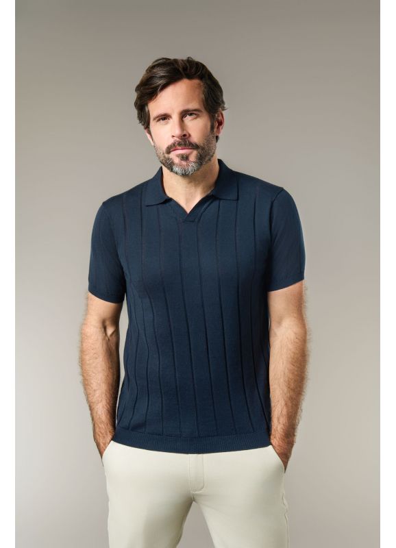 Pull manche courte col polo ouvert Greco