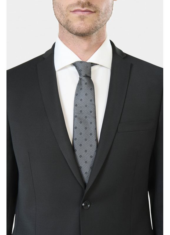Washable suit blazer in bi stretch yarn dyed twill
