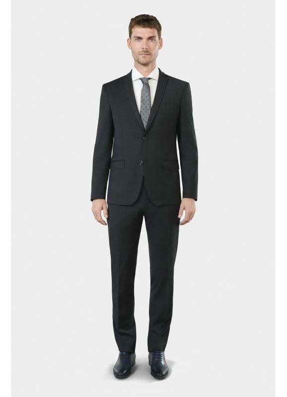 Washable suit blazer in bi stretch yarn dyed twill