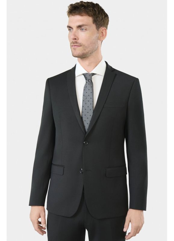 Washable suit blazer in bi stretch yarn dyed twill