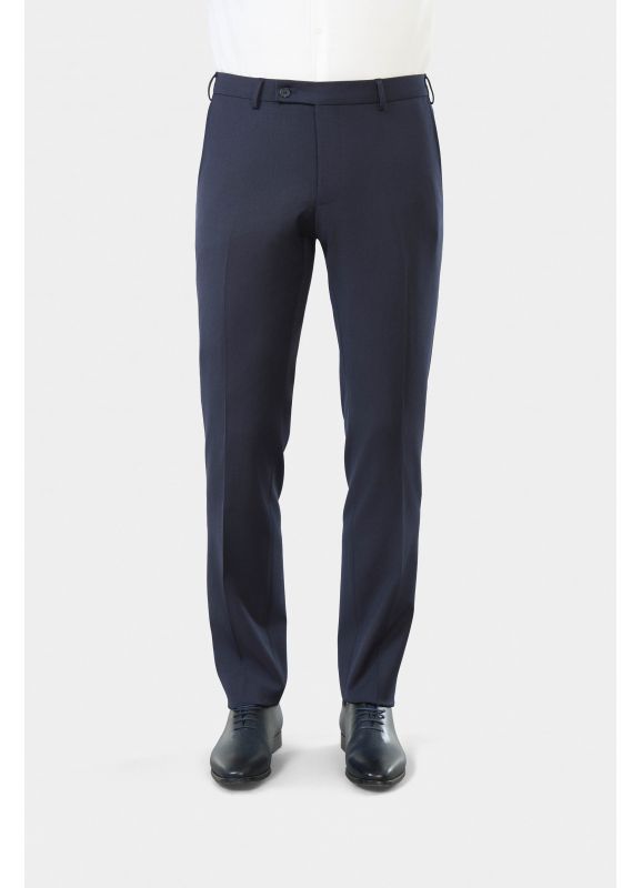 Pantalon de costume lavable en sergé bi-stretch teint en fil