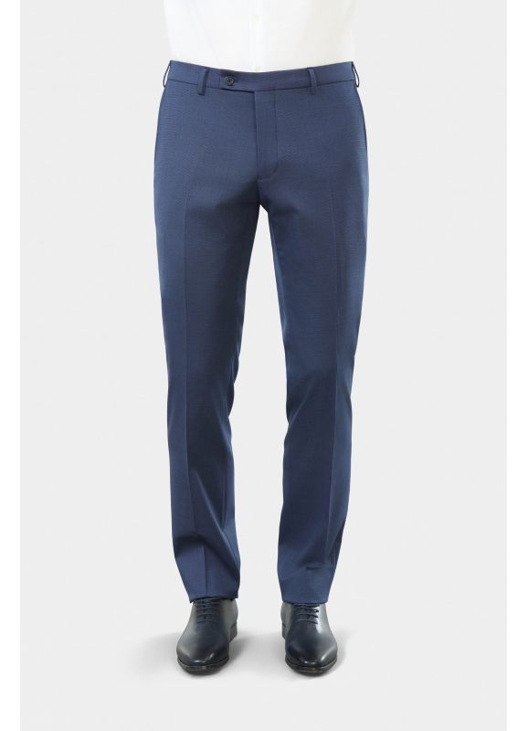 Pantalon de costume lavable en piqué stretch faux-uni
