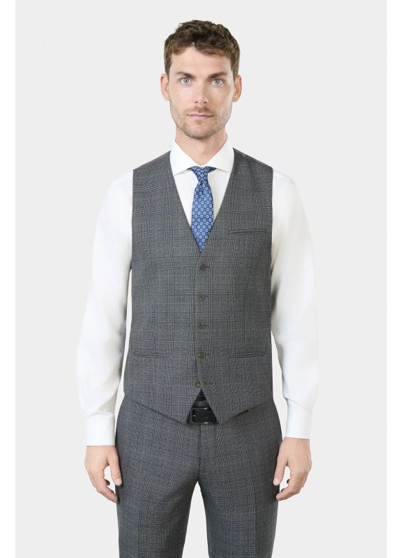 Gilet de costume en Prince de Galles bi-stretch