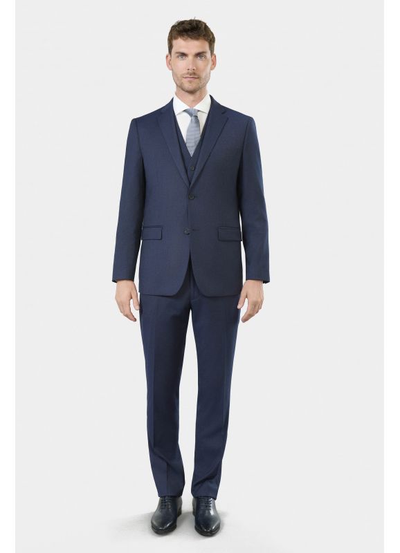 Formal trousers in subtle two-tone stretch dobby