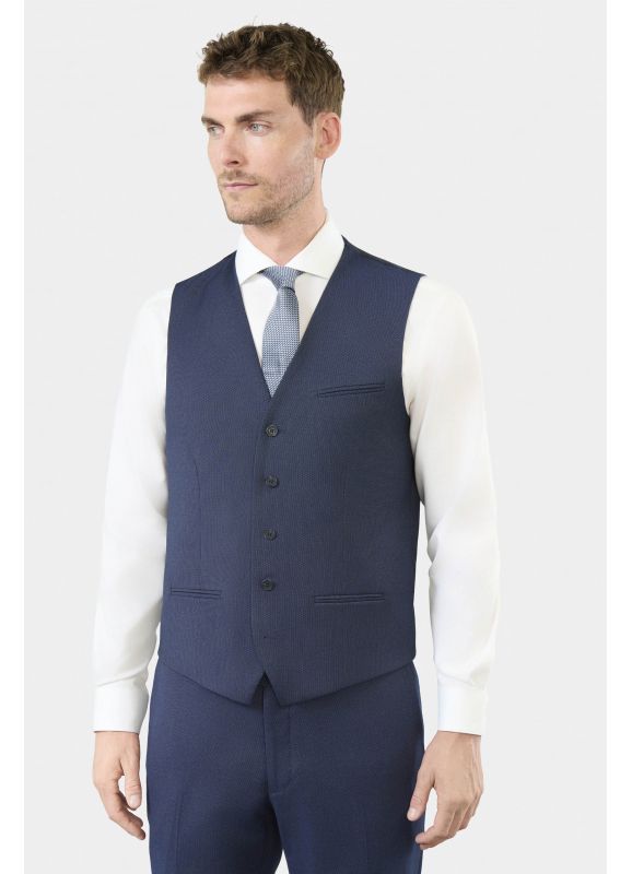 Gilet de costume en piqué stretch faux-uni