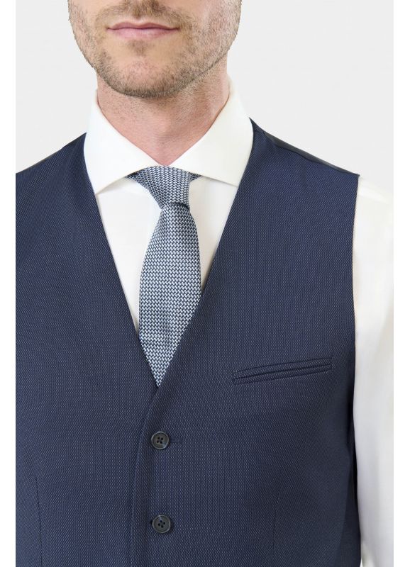 Gilet de costume en piqué stretch faux-uni