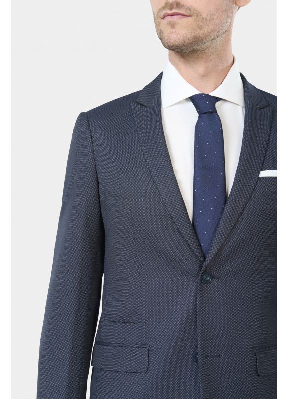 Veste de costume ajustée en sergé faux-uni stretch