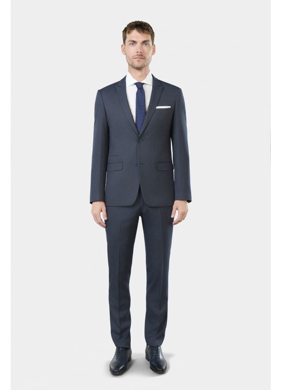 Veste de costume ajustée en sergé faux-uni stretch