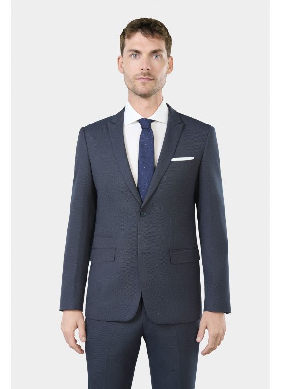 Veste de costume ajustée en sergé faux-uni stretch