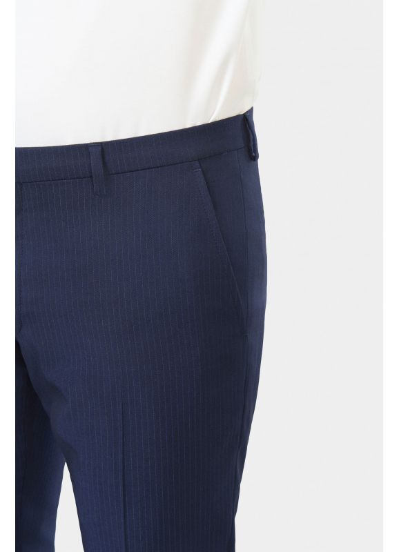 Pantalon de costume ajusté en sergé à rayures tennis stretch
