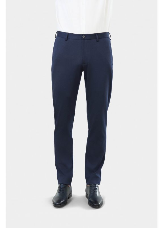 Semi-elasticated fitted suit trousers in yarn-dyed heathered jersey