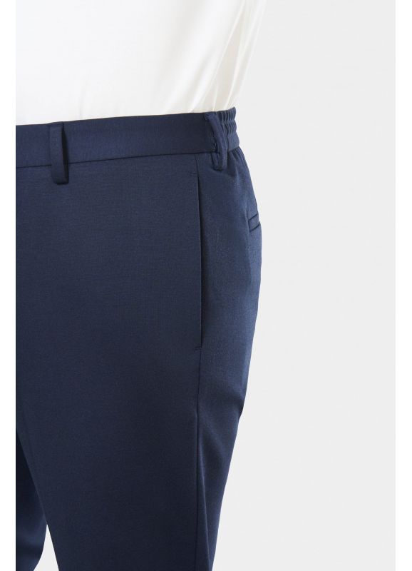 Semi-elasticated fitted suit trousers in yarn-dyed heathered jersey