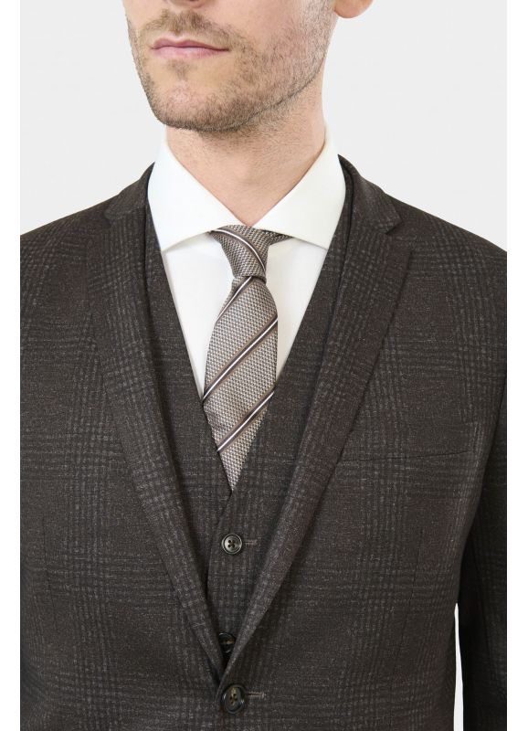 Faded Prince of Wales knit extra-slim suit jacket