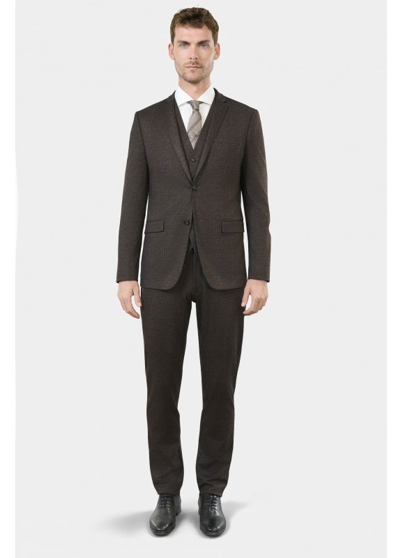 Faded Prince of Wales knit extra-slim suit jacket