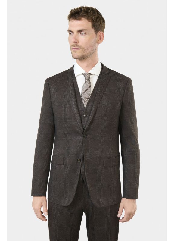Faded Prince of Wales knit extra-slim suit jacket