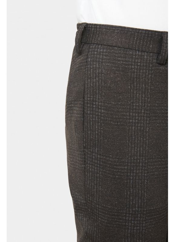 Prince of Wales fused knit half elasticated formal trousers