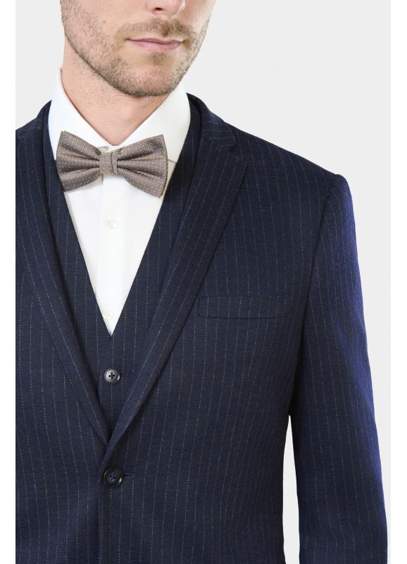 Extra-slim wool-blend knit suit jacket with chalk stripes