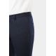 Pantalon de costume semi-élastiqué ajusté en maille de laine mélangée à rayures craie