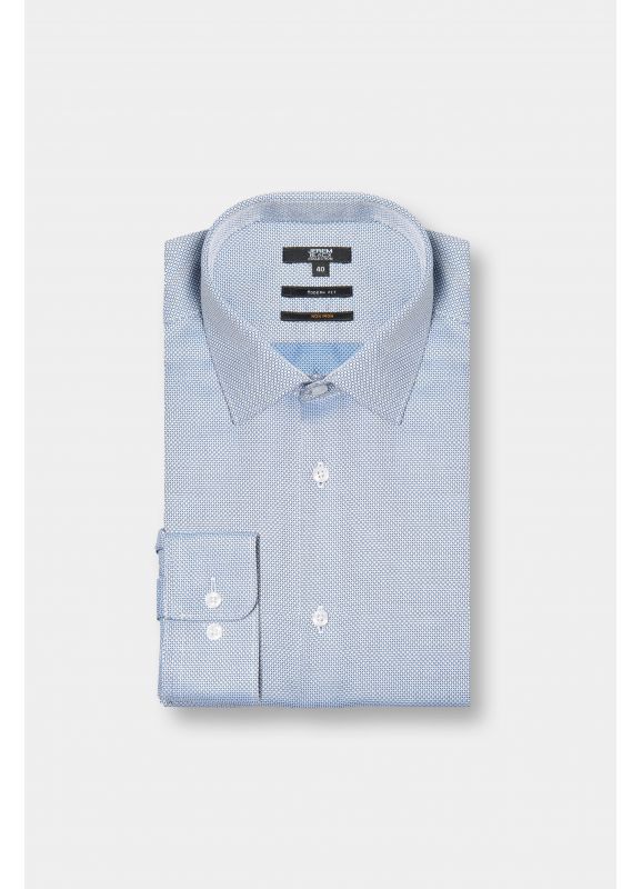 Fancy textured cotton shirt No-iron Straight fit