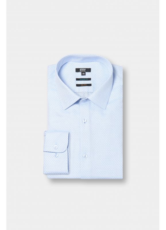 Chemise à pois texturée en coton Sans Repassage Coupe ajustée