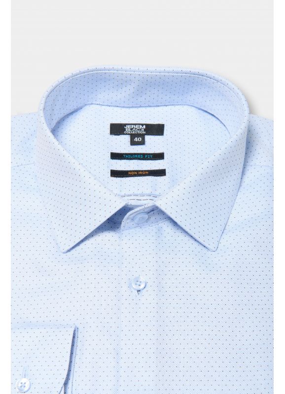 Chemise à pois texturée en coton Sans Repassage Coupe ajustée