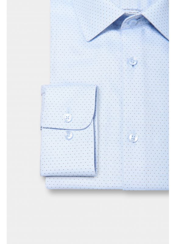 Chemise à pois texturée en coton Sans Repassage Coupe ajustée