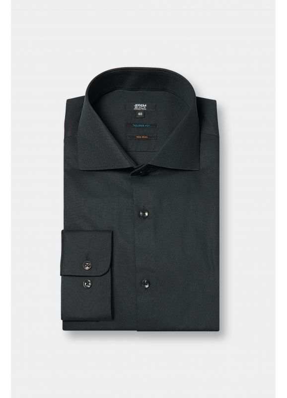 Chemise en twill de coton Col Italien Sans Repassage Coupe ajustée