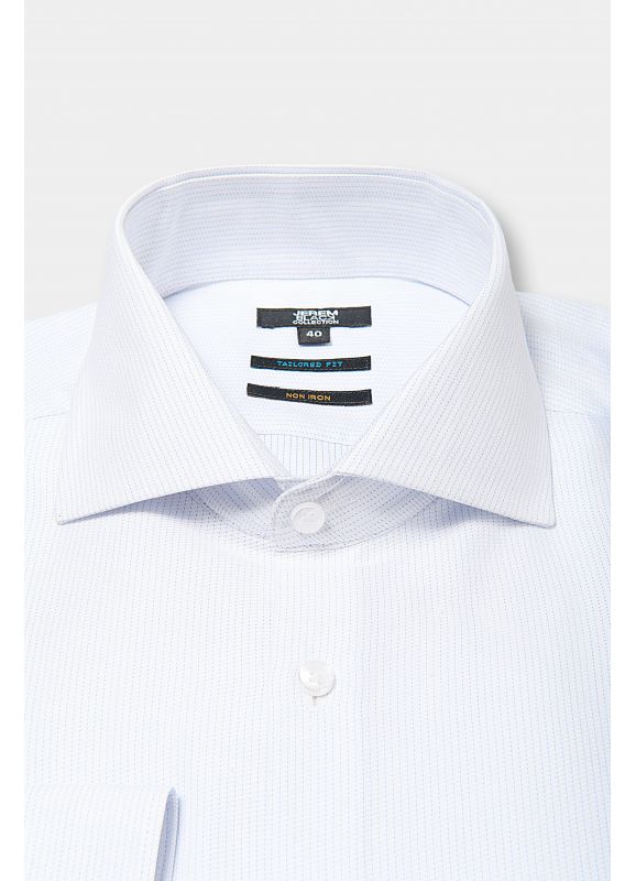 Tailored fit textured cotton shirt with Spread collar