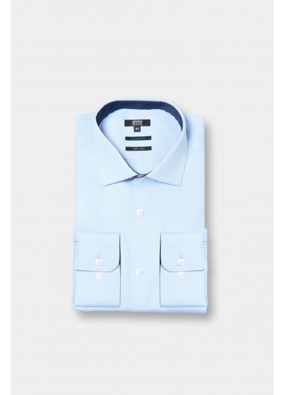 Chemise bicolore texturé en coton Repassage facile Coupe ajustée