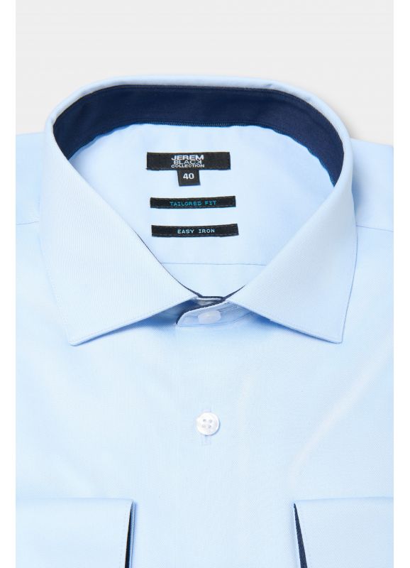 Chemise bicolore texturé en coton Repassage facile Coupe ajustée