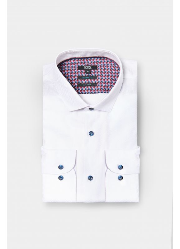 Chemise texturée à motifs fantaisie Repassage facile Coupe ajustée