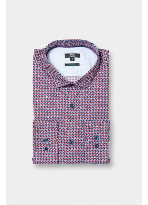 Chemise imprimée à motifs géométriques Coupe ajustée