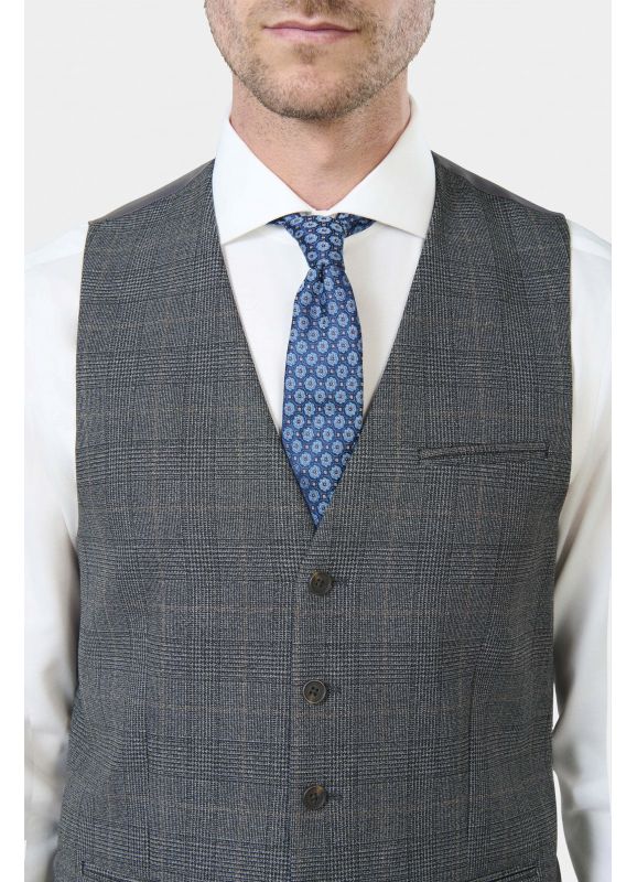 Gilet de costume en Prince de Galles bi-stretch