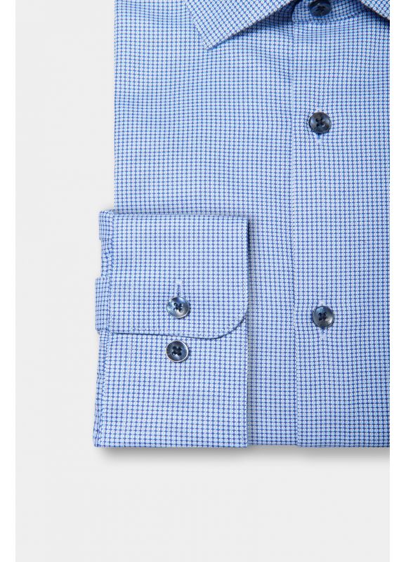 Fancy textured cotton shirt No-iron Straight fit