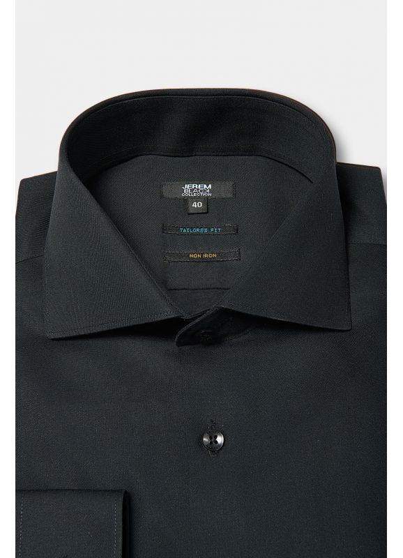 Chemise en twill de coton Col Italien Sans Repassage Coupe ajustée