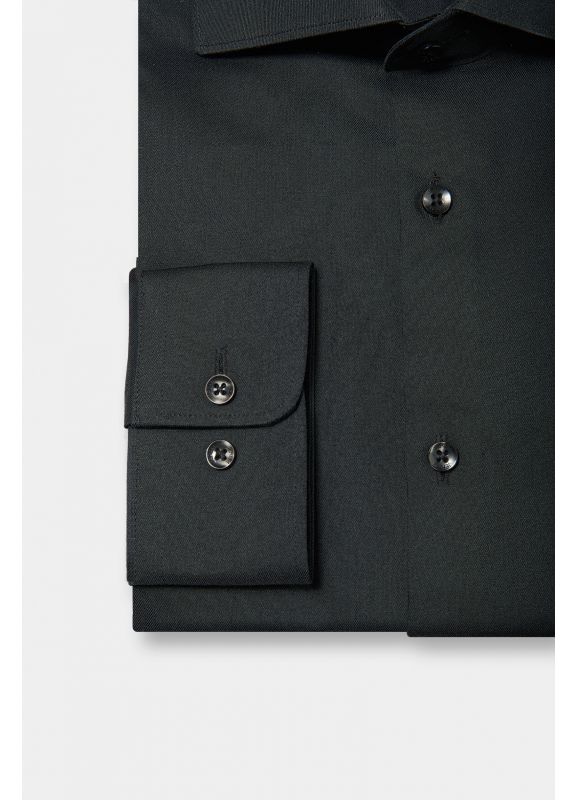 Chemise en twill de coton Col Italien Sans Repassage Coupe ajustée