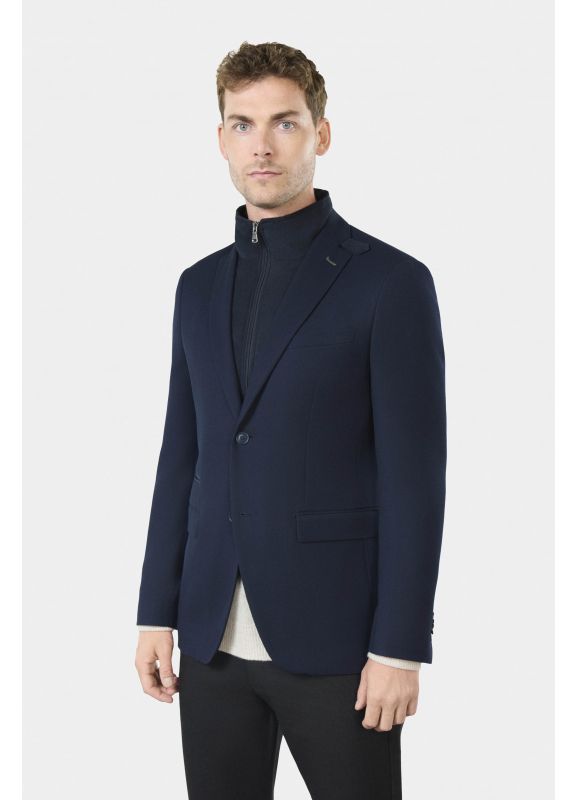 Subtle figured jacket with removable bib