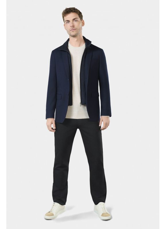 Subtle figured jacket with removable bib