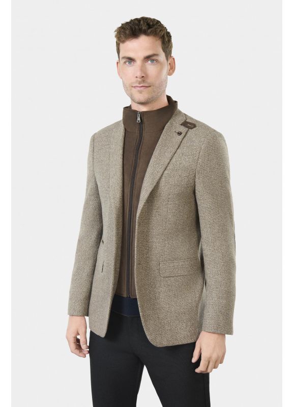 Two-tone tweed jacket with removable bib