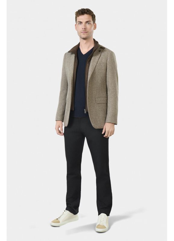 Two-tone tweed jacket with removable bib