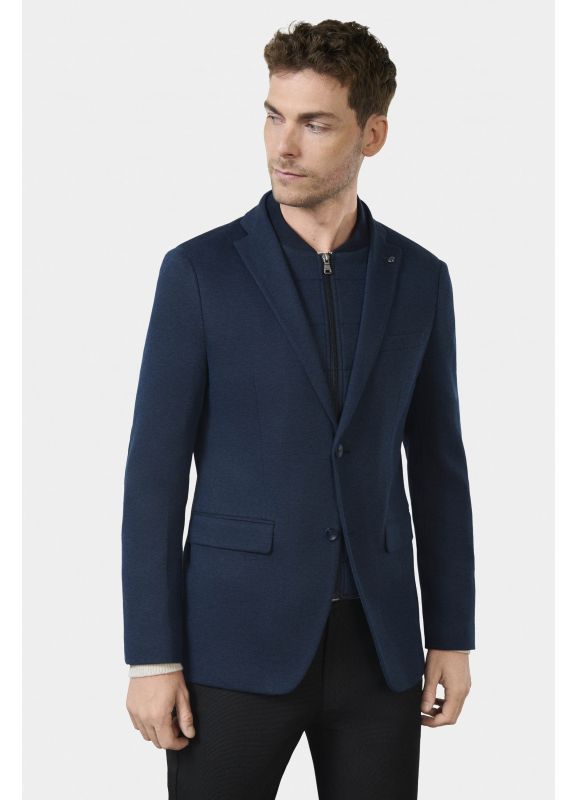 Veste à plastron amovible en maille façonnée chinée