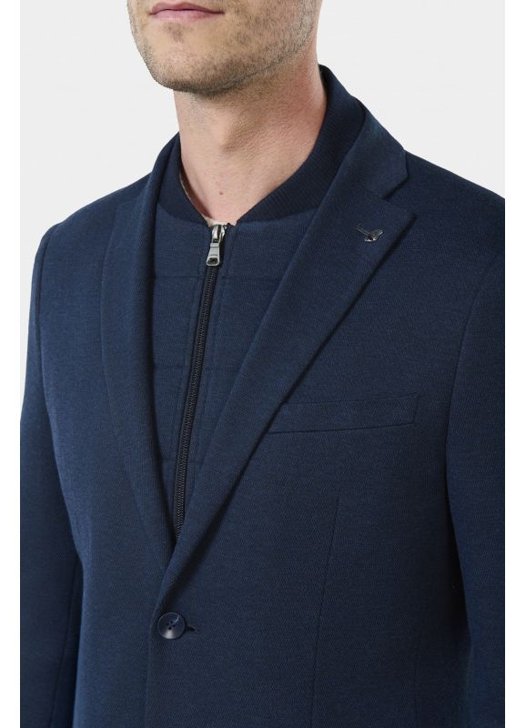 Veste à plastron amovible en maille façonnée chinée